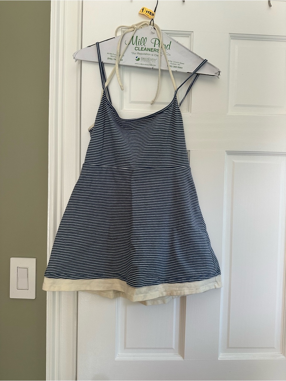 Striped Navy & White romper